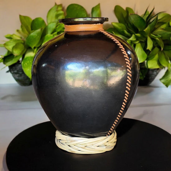 Cántaro tradicional tejido con cuero XL